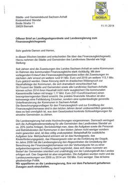 Offener Brief an Landtagsabgeordnete und Landesregierung