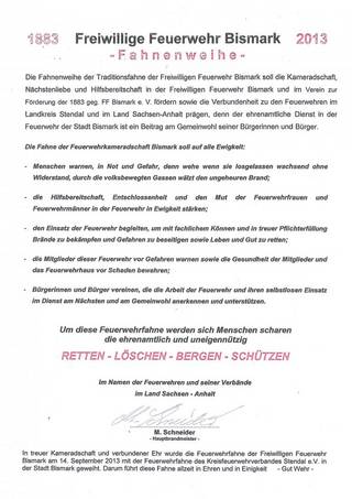 130 Jahre Ortsfeuerwehr Bismark