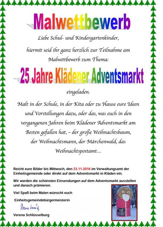Malwettbewerb zu 25 Jahre Klädener Adventsmarkt