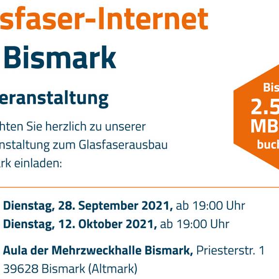 Einladung - Informationsveranstaltung Glasfaser für Bismark 28.09.2021 DNSNET Infoveranstaltung Bismark