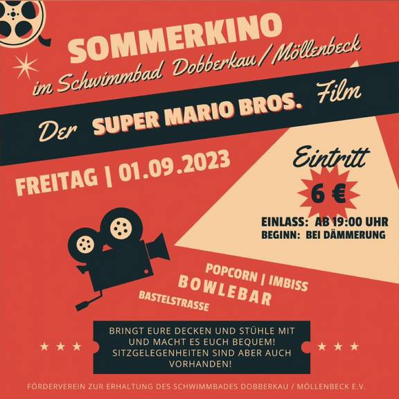 Sommerkino im Schwimmbad Dobberkau - Möllenbeck © Förderverein zur Erhaltung des Schwimmbades Dobberbau-Möllenbeck e.V. sommerkono im schwimmbad
