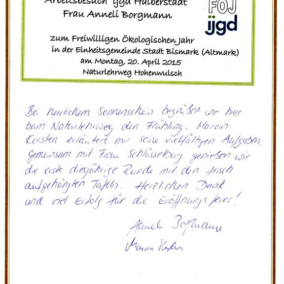 ijgd Halberstadt am Naturlehrweg Hohenwulsch